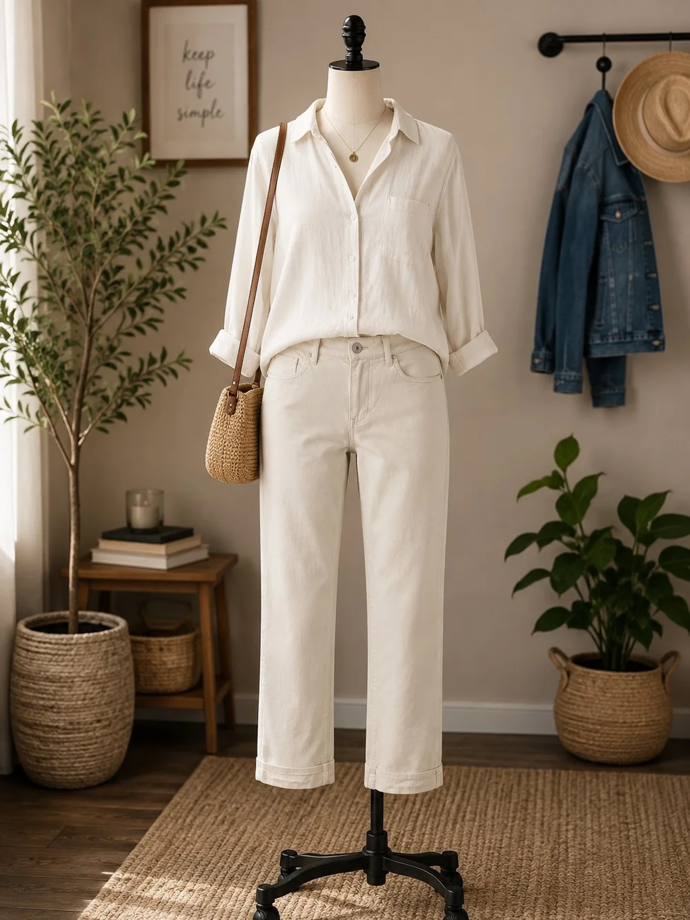 J.Jill Denim High Rise Straight Leg Ankle Jeans Petite 8 Ivory